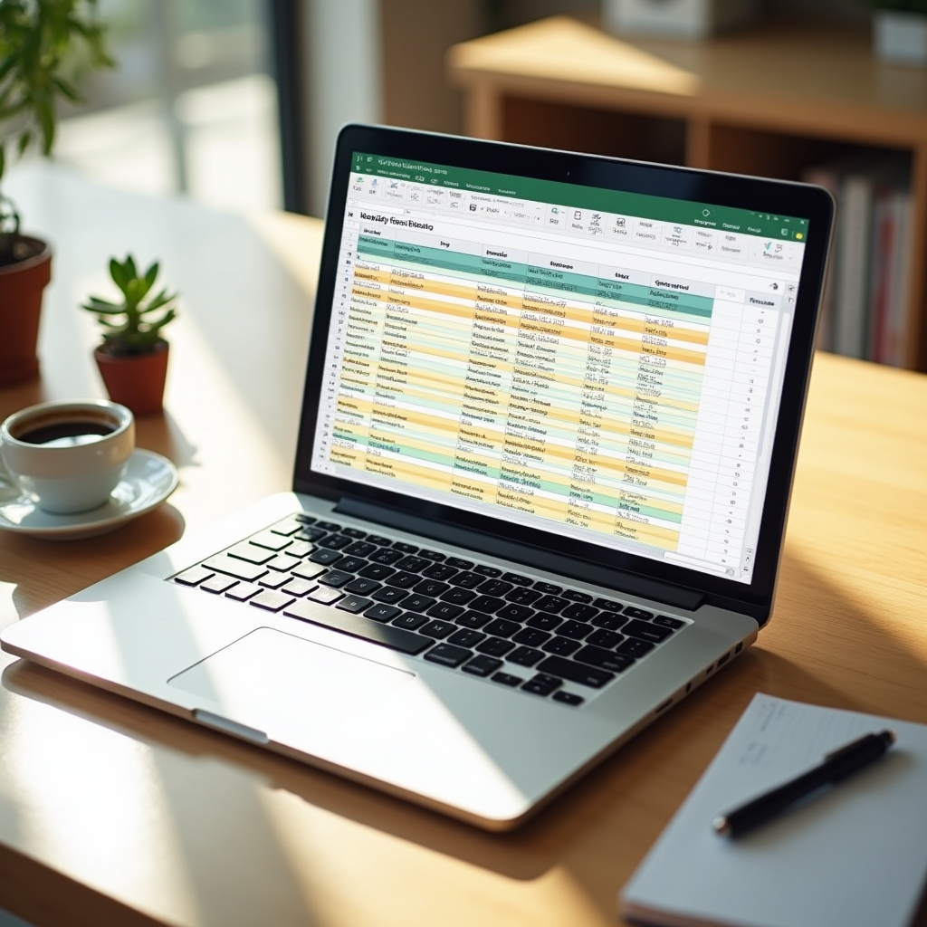 Ноутбук с таблицей расчёта страхового запаса товаров в Google Sheets